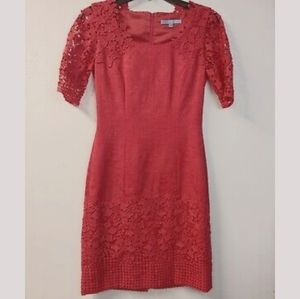 Antonio Melani coral brocade lace sheath dress